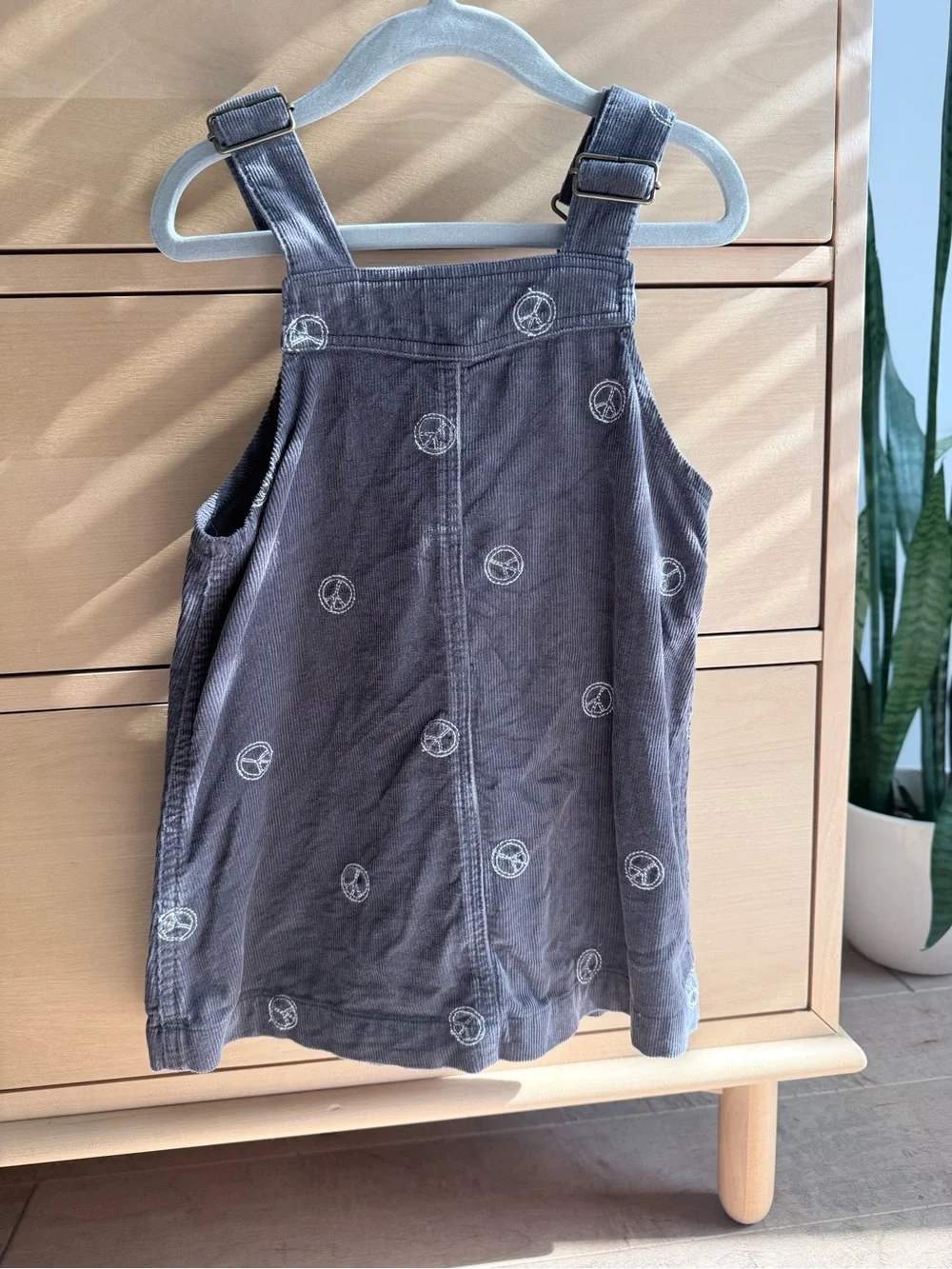 Rylee + Cru Gray Corduroy Button-Front Overall Dress